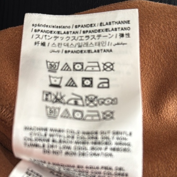 GUESS Brown Faux Suede Skirt Midi Zipper Vintage Y2K‎ Vibes Sexy Stretchy Size L - Picture 4 of 4